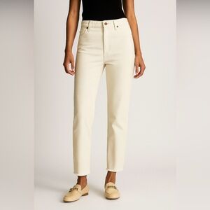 Banana Republic Women's High Rise Straight Waterwell cropped Jeans in Cream